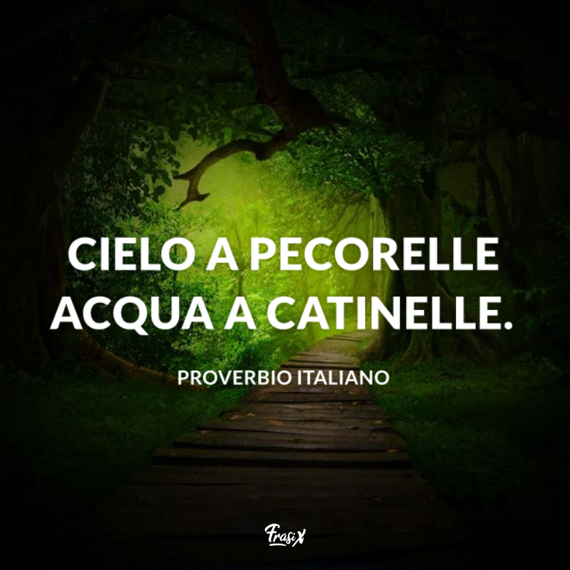 Immagine con frasi fatte: cielo a pecorelle, acqua a catinelle